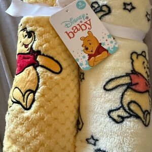 Disney Winnie the Pooh Blanket with Red and Brown Accents